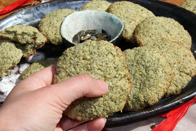 Maślane ciasteczka z kleiku ryżowego i pestek dyni Maślane ciasteczka z kleiku ryżowego i pestek dyni