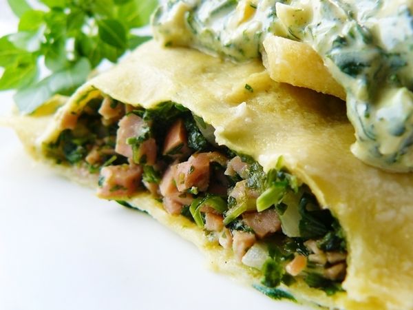 Maultaschen z zielonym sosem frankfurckim - Niemcy