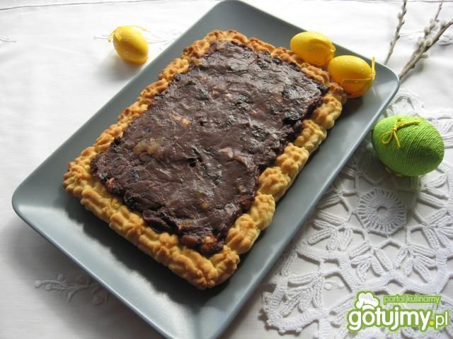 Mazurek kajmakowo-czekoladowy z bakaliam Mazurek kajmakowo-czekoladowy z bakaliam