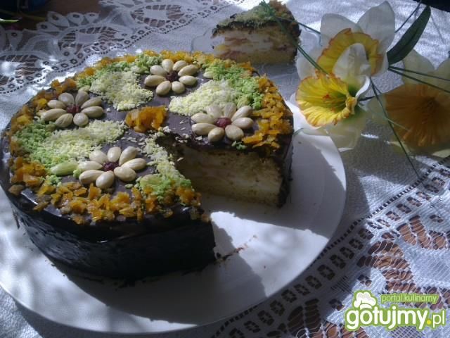 Mazurek z masą budyniowo-jabłkową