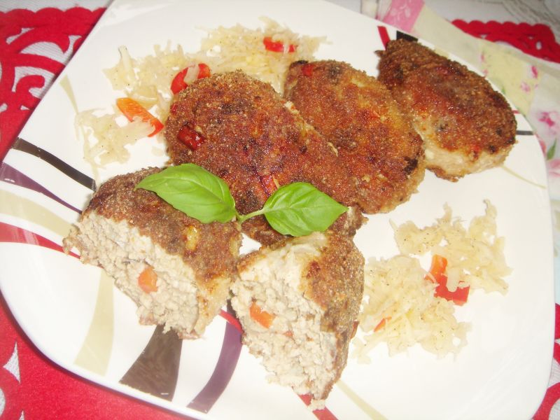 Mielone z grzybami, papryką i musztardą