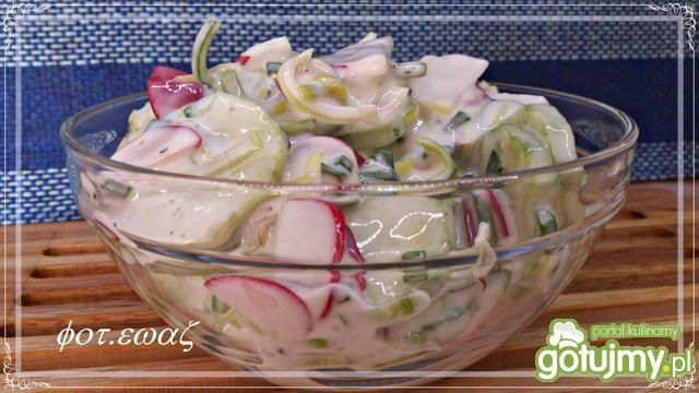 Mizeria z porem i rzodkiewką