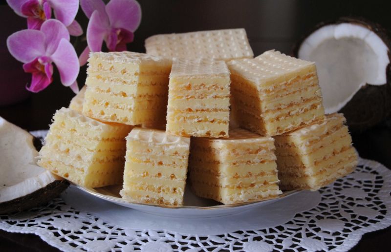 Mleczno-kokosowe wafelki
