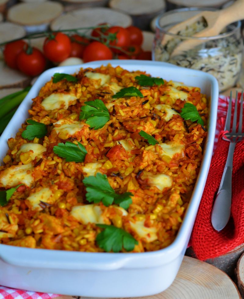 Mocno pomidorowa zapiekanka z kurczakiem