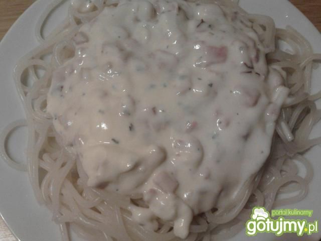 Moje spaghetti z sosem a'la carbonara