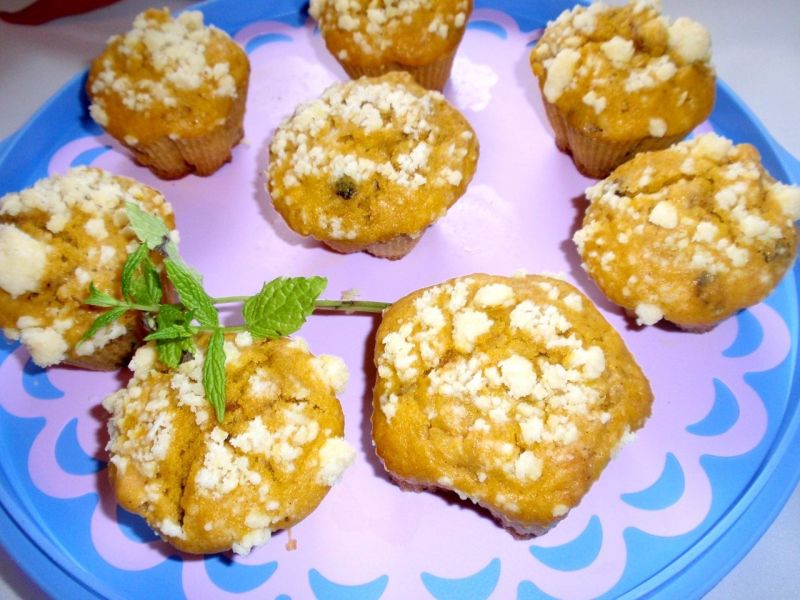 Muffinki dyniowo  orzechowe  z kruszonką