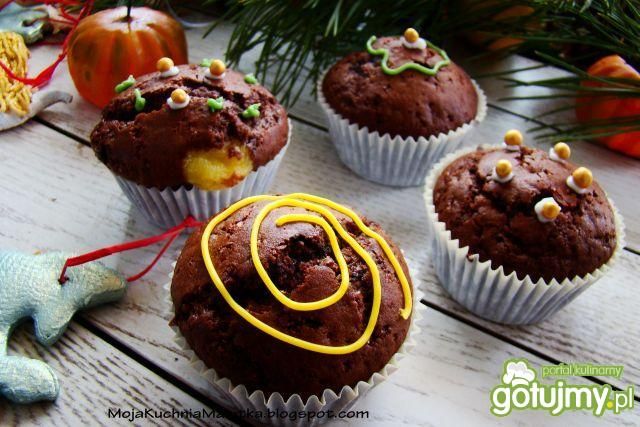 Muffiny murzynki z waniliowym budyniem  Muffiny murzynki z waniliowym budyniem