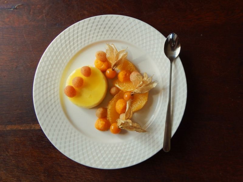 Mus z białych malin z puree dyniowym