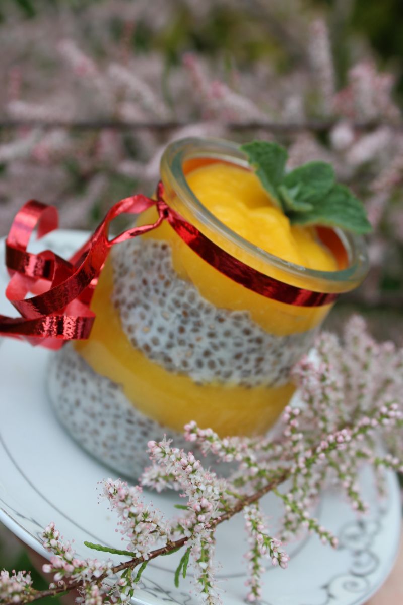 Mus z mango z mlekiem kokosowym i chia