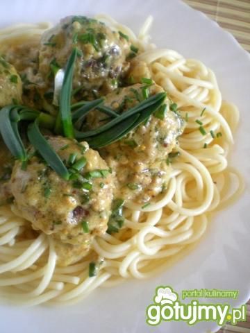 Musztardowe klopsiki ze spaghetti Musztardowe klopsiki ze spaghetti