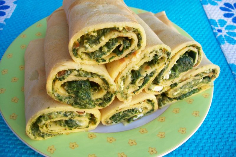 Naleśniki kukurydziane ze szpinakiem