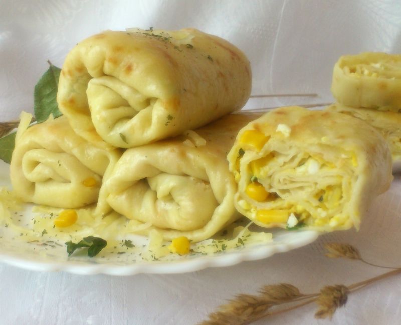 Naleśniki z farszem jajecznym i kukurydzą