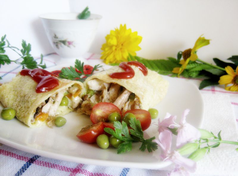 Naleśniki z mięsem drobiowym Naleśniki z mięsem drobiowym