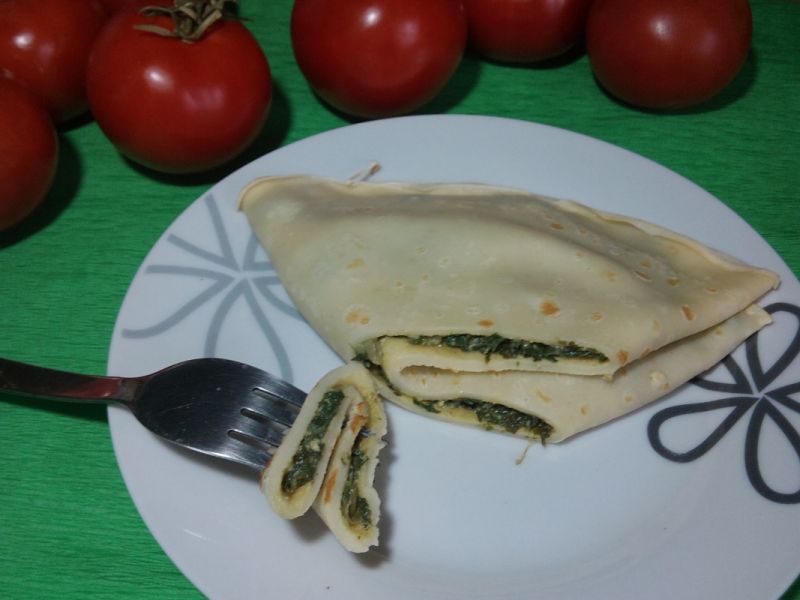 Naleśniki ze szpinakiem i dwoma serami