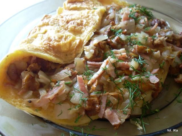 Omlet z szynką i kurkami  Omlet z szynką i kurkami