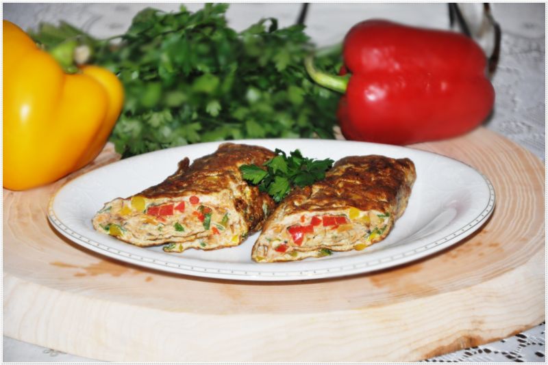 Omlet zawijany z kurkami Omlet zawijany z kurkami