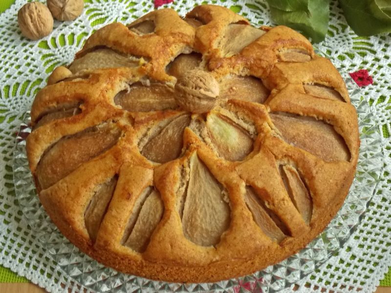 Orzechowe ciasto z gruszkami Orzechowe ciasto z gruszkami