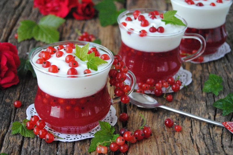 Orzeźwiający porzeczkowo – jogurtowy deser