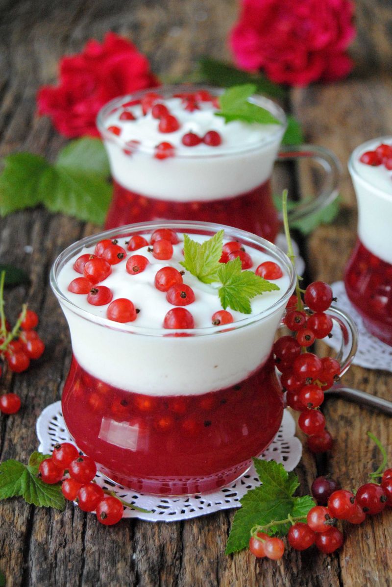 Orzeźwiający porzeczkowo – jogurtowy deser