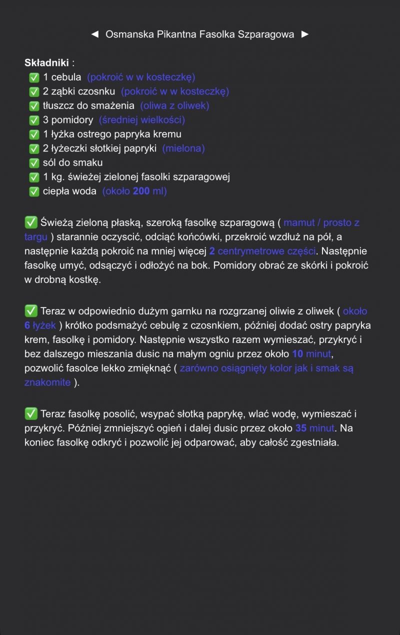 Osmanska pikantna fasolka szparagowa