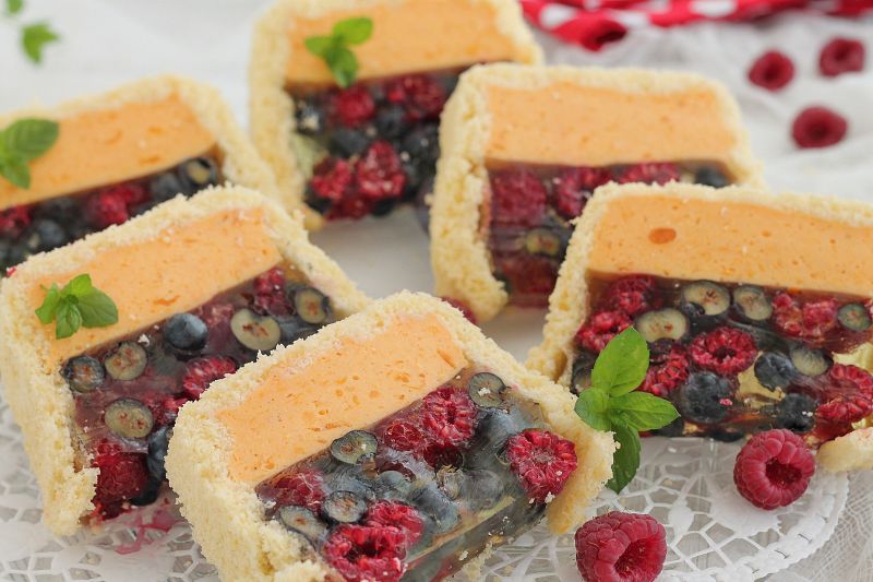 Owocowa babka z malinami