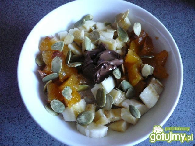 Owsianka z nutellą i pestkami dyni