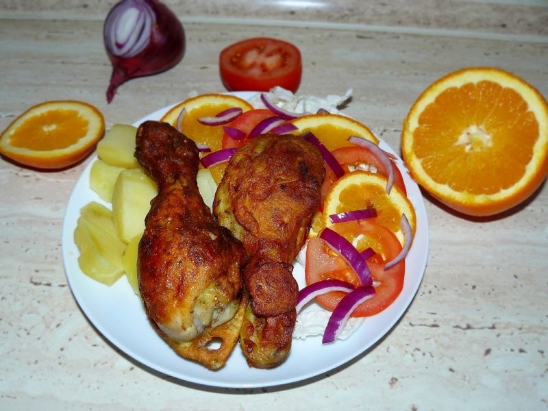 Pałki z kurczaka w cieście pomarańczowym Pałki z kurczaka w cieście pomarańczowym