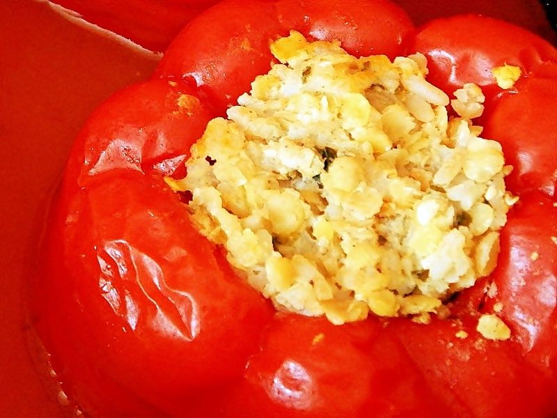 Papryka z ryżem i grzybami