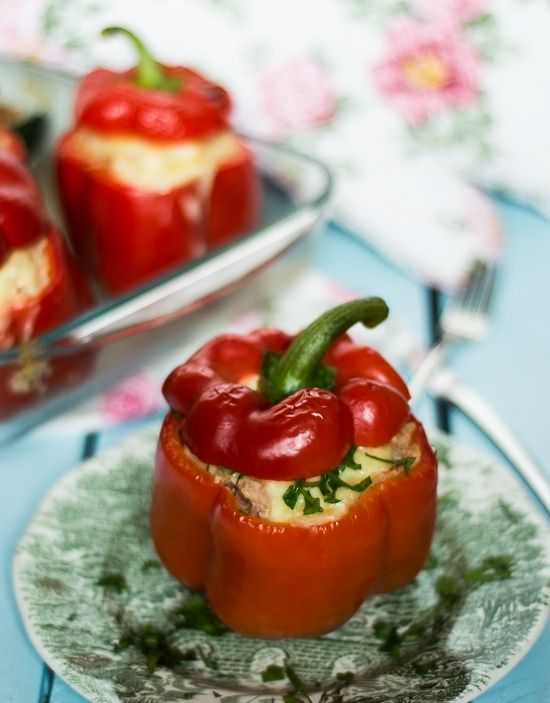 Papryka z ryżem pełnoziarnistym i mięsem