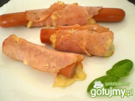 Parówki zawijane w szynce i serze Parówki zawijane w szynce i serze