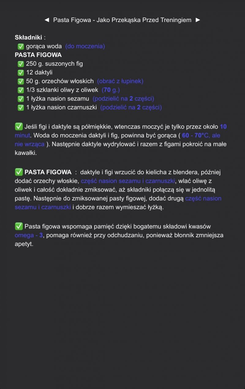 Pasta figowa - jako przekąska przed treningiem