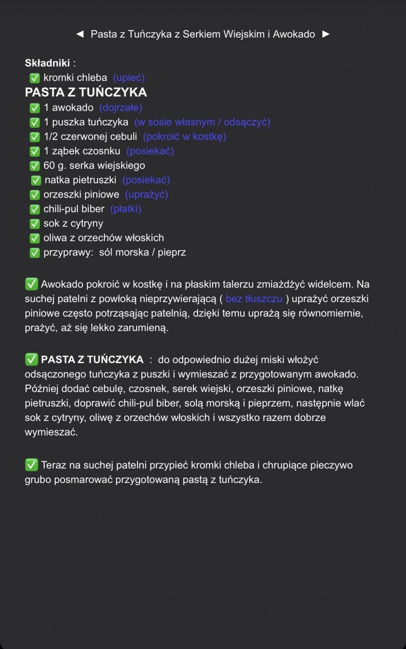 Pasta z tuńczyka z serkiem wiejskim i awokado