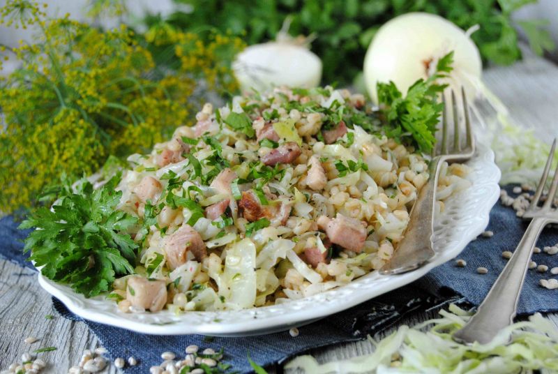 Pęczotto z młodą kapustą