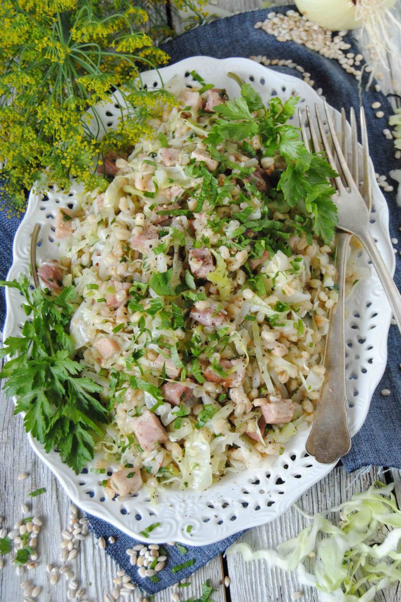 Pęczotto z młodą kapustą