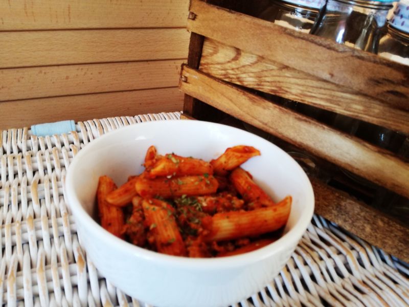 Pene z mielonym indykiem i Fasolą