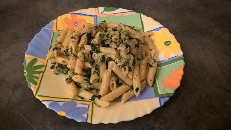 Penne szpinakowe z marcarpone
