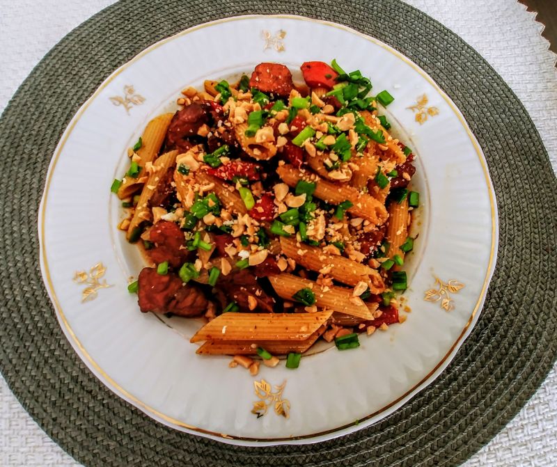 Penne z indykiem po azjatycku  Penne z indykiem po azjatycku