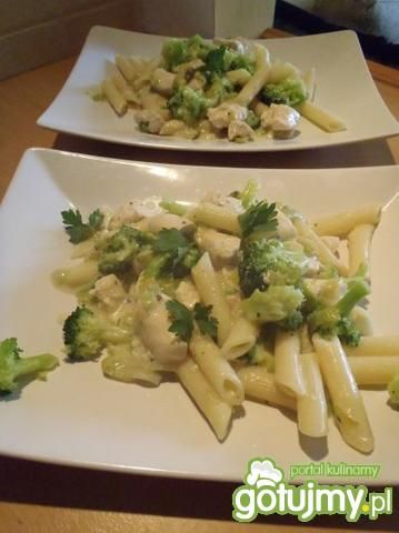 Penne z kurczakiem, porem i brokułami