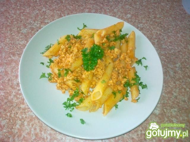 Penne z mielonym kurczakiem Penne z mielonym kurczakiem