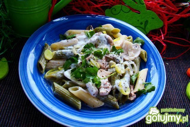 Penne z pieczarkami i porem  Penne z pieczarkami i porem