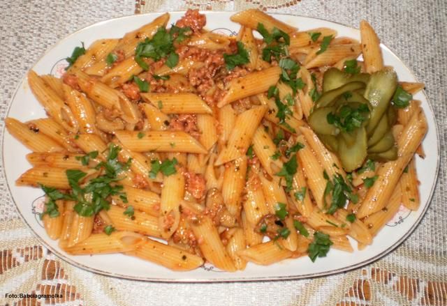 Penne z sosem prawie  bolognese  Penne z sosem prawie  bolognese