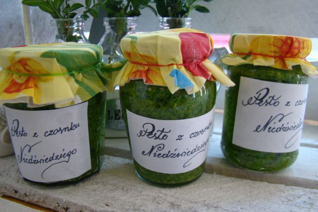 Pesto z czosnku niedźwiedziego z fistaszkami