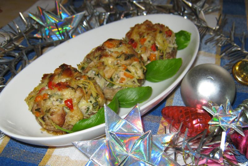 Pieczarki zapiekane z farszem Pieczarki zapiekane z farszem