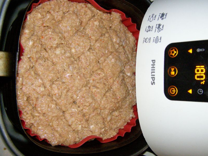 Pieczeń z mielonego mięsa z ryżem z airfryer