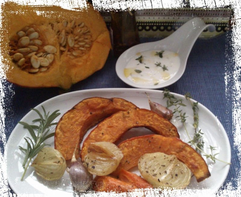 Pieczona dynia hokkaido z ziołami