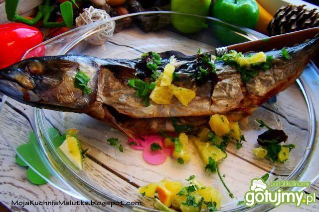 Pieczona makrela z dipem pomarańczowym  Pieczona makrela z dipem pomarańczowym