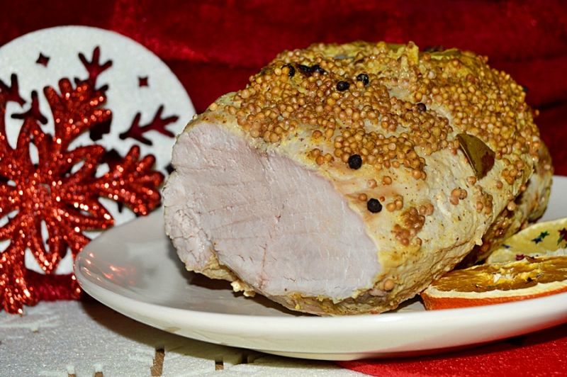 Pieczona szynka w musztardzie z gorczycą