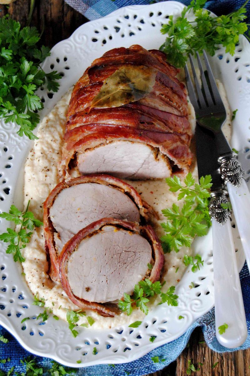 Pieczona szynka w selerowym puree 