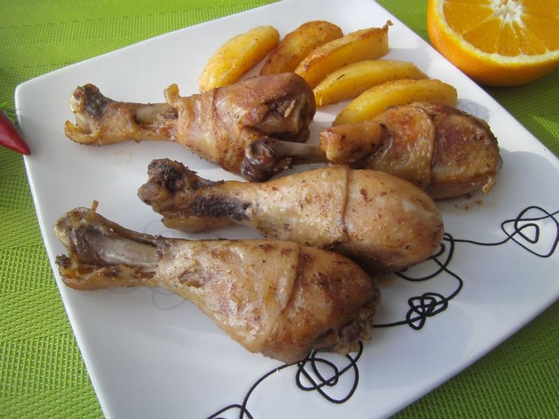 Pieczone podudzia w marynacie pomarańczowej Pieczone podudzia w marynacie pomarańczowej