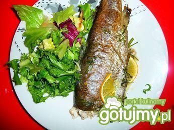 Pieczone pstrągi z rozmarynem i koprem